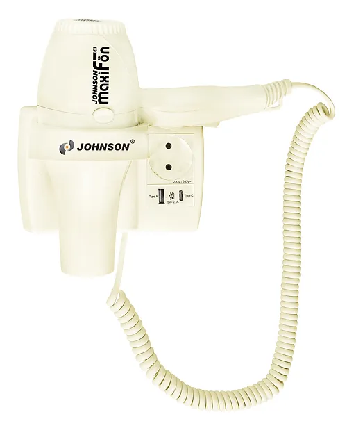 Otel Tipi Fön Makinesi johnson MaxiFön 220v ve Usb Şarj Çıkışlı Otel Tipi Saç Kurutma Makinesi 1600W – Krem