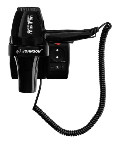 Otel Tipi Fön Makinesi johnson MaxiFön 220v ve Usb Şarj Çıkışlı Otel Tipi Saç Kurutma Makinesi 1600W- Siyah
